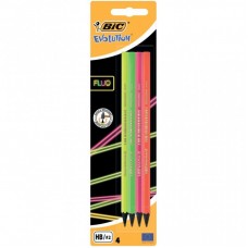 Олівець графітний Bic Evolution Fluo HB в блістері, 4 шт (bc940758) Олівець графітний Bic Evolution Fluo HB в блістері, 4 шт (bc940758)
