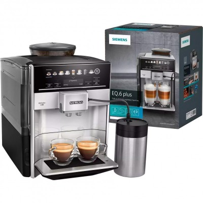 Кавомашина Siemens 1.7л, зерно + мелена, автомат.капучинатор, LED - дисплей, авторецептів - 8, чорно - срібний