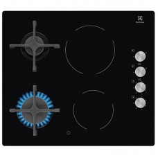 Варильна поверхня Electrolux комбінована (2 газ + 2 стеклокерам.), 60см, чавун, чорний