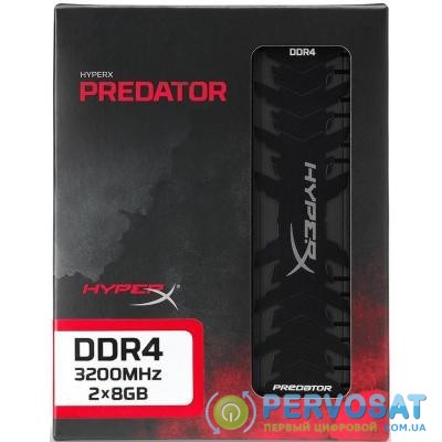Модуль памяти для компьютера DDR4 16GB (2x8GB) 3200 MHz HyperX Predator Black Kingston (HX432C16PB3K2/16)