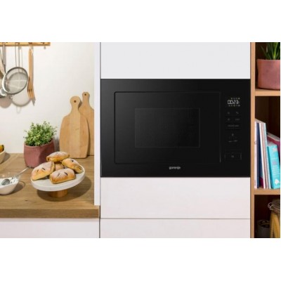 Мікрохвильова піч Gorenje вбудовувана, 25л, електр. управл., 900Вт, гриль, дисплей, чорний