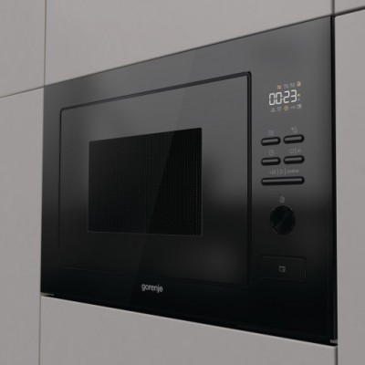 Мікрохвильова піч Gorenje вбудовувана, 25л, електр. управл., 900Вт, гриль, дисплей, чорний