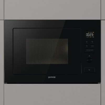 Мікрохвильова піч Gorenje вбудовувана, 25л, електр. управл., 900Вт, гриль, дисплей, чорний