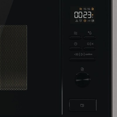 Мікрохвильова піч Gorenje вбудовувана, 25л, електр. управл., 900Вт, гриль, дисплей, чорний
