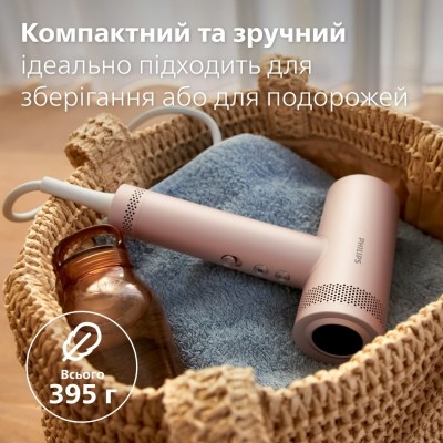 Фен Philips 8000 Series, 1400Вт, 3 режими, іонізація, хол. обдув, турборежим, рожевий