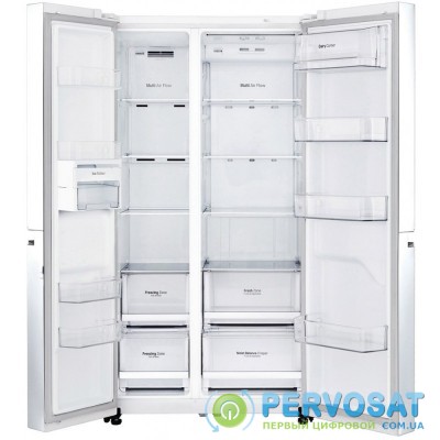 Холодильник SBS LG GC-B247SVDC, 179х74х91см, 2 дв., Холод.відд. - 406л, Мороз. відд. - 220л, A+, NF, Лінійний, Зона свіжості, Зовнішній дисплей, Білий