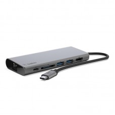Концентратор Belkin USB-C PD, Travel Hub, USB-C, 2/USB 3.0, HDMI,Gigabit, SPACE GRAY Концентратор Belkin USB-C PD, Travel Hub, USB-C, 2/USB 3.0, HDMI,Gigabit, SPACE GRAY
