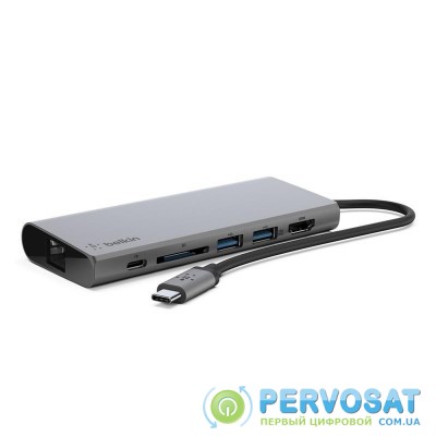 Belkin Travel Hub USB-C PD, USB-C, 2/USB 3.0, HDMI, Gigabit, space gray