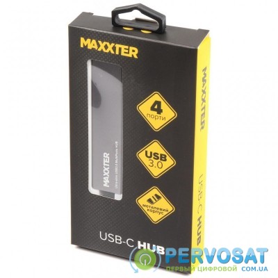 Концентратор Maxxter USB 3.0 Type-C 4 ports grey (HU3С-4P-02)