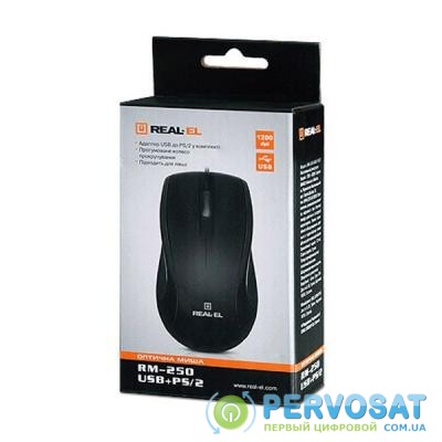 Мышка REAL-EL RM-250 USB+PS/2, black