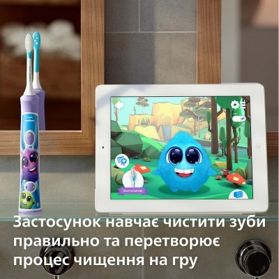 Щітка зубна електр. Philips, Sonicare For Kids, 62т. колив/хв, насадок-2, фіолетовий Щітка зубна електр. Philips, Sonicare For Kids, 62т. колив/хв, насадок-2, фіолетовий