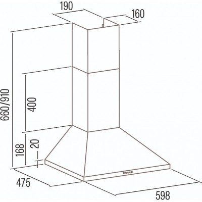 Витяжка Cata купольна, 60см, 395м.куб/год, VK 6000 X, нерж