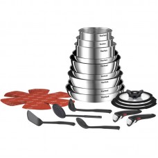 Набір посуду Tefal Ingenio Emotion, 22пр., нержавіюча сталь, скло, пластик, бакеліт, сріблястий Набір посуду Tefal Ingenio Emotion, 22пр., нержавіюча сталь, скло, пластик, бакеліт, сріблястий