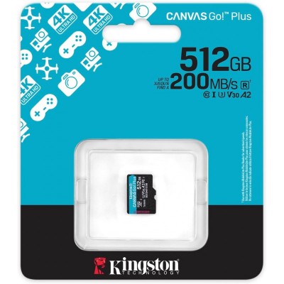 Карта пам'яті Kingston microSD  512GB C10 UHS-I U3 A2 V30 R200/W160MB/s