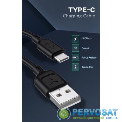 Дата кабель USB 2.0 AM to Type-C 1.2m Fast T-C829 Black T-PHOX (T-C829 Black)
