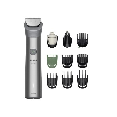 Тример Philips Series 5000, для бороди, голови та тіла, насадок-10, сталь, сірий