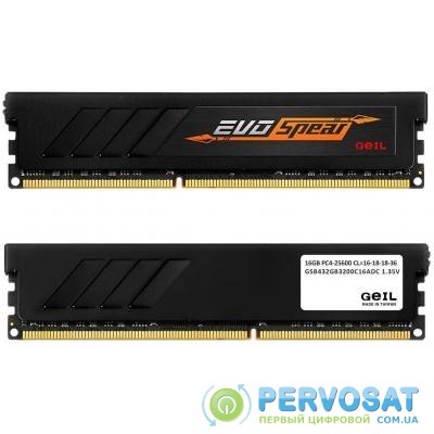Модуль памяти для компьютера DDR4 32GB (2x16GB) 3200 MHz Spear Heatsink GEIL (GSB432GB3200C16ADC)