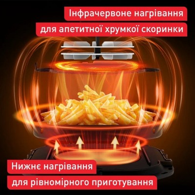 Мультипіч Tefal Easy Fry Infrared, 1850Вт, чаша-7л, сенсорне керув., 8 програм, з віконцем, пластик, чорний Мультипіч Tefal Easy Fry Infrared, 1850Вт, чаша-7л, сенсорне керув., 8 програм, з віконцем, пластик, чорний