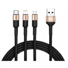 Дата кабель USB 2.0 AM to Lightning + Micro 5P + Type-C 1.2m T-F815 T-PHOX (T-F815 Mix Black/Gold) Дата кабель USB 2.0 AM to Lightning + Micro 5P + Type-C 1.2m T-F815 T-PHOX (T-F815 Mix Black/Gold)