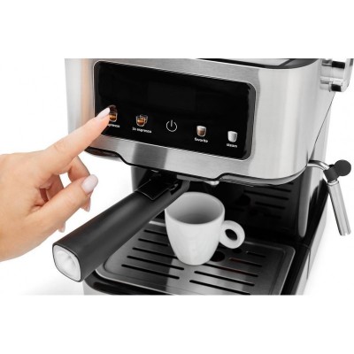 Кавоварка Gorenje ріжкова 1.5л, мелена, ручний капучинатор, нерж