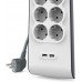 Подовжувач-фільтр мережевий Belkin 6хТип F, 3x1.5мм кв, 16А, 2xUSB-A 2.4A, з захистом від перенапруги, 2м, білий