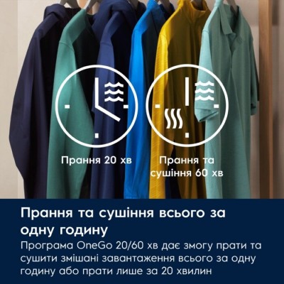 Прально-сушильна машина Electrolux фронтальна, 11(7)кг, 1600, D, 64см, дисплей, пара, інвертор, universaldose, білий Прально-сушильна машина Electrolux фронтальна, 11(7)кг, 1600, D, 64см, дисплей, пара, інвертор, universaldose, білий