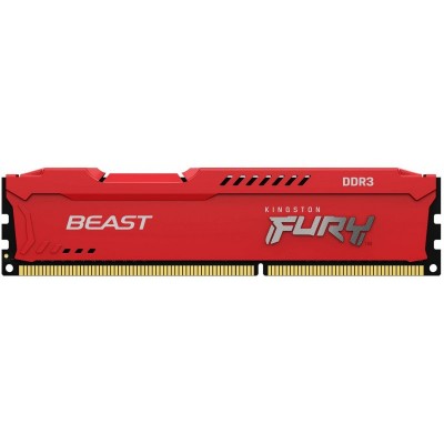 Пам'ять до ПК Kingston DDR3 1600 8GB KIT (4GBx2) FURY Beast Red