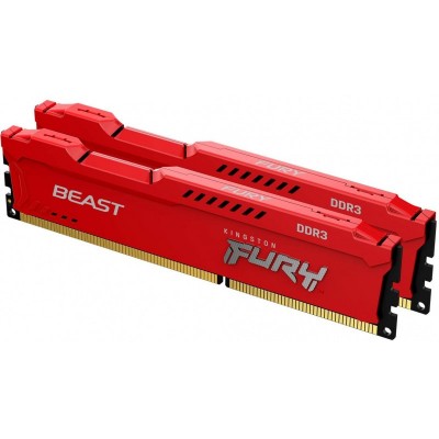 Пам'ять до ПК Kingston DDR3 1600 8GB KIT (4GBx2) FURY Beast Red