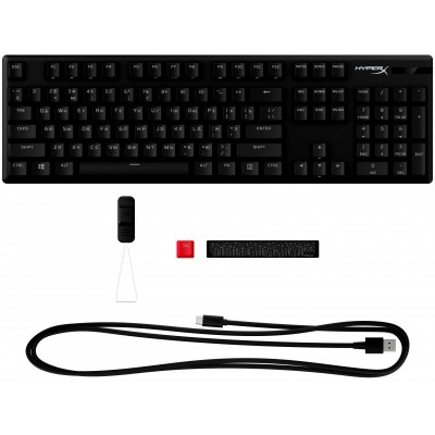 Клавіатура механічна HyperX Alloy Origins PBT, 104key, Aqua, USB-A, ENG/RU, RGB, чорний