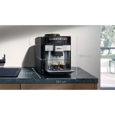 Кавомашина Siemens 1.7л, зерно + мелена, автомат.капучинатор, LED - дисплей, авторецептів - 12, чорно - срібний