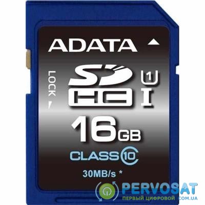 Карта памяти ADATA 16GB SDHC class 10 UHS-1 (ASDH16GUICL10-R)