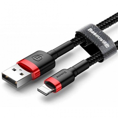 Дата кабель Baseus USB 2.0 AM to Lightning 1.0m Cafule Black-Red (CALKLF-B19)
