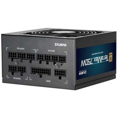 Блок живлення Zalman Teramax  (750W), >90%, 80+ Gold, 120мм, 1xMB 24pin(20+4)+10pin, 2xCPU 8pin(4+4), 3xMolex, 8xSATA, 4xPCIe 8pin(6+2), Fully Modular