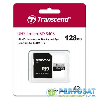 Карта памяті Transcend 128GB microSDXC C10 UHS-I U3 A2 R160/W125MB/s + SD