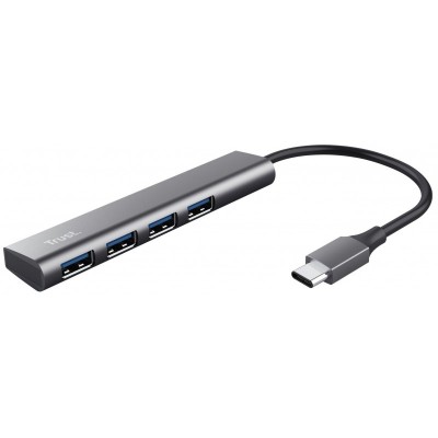 USB-хаб Trust Halyx Type-C to 4-Port USB-A 3.2 Grey
