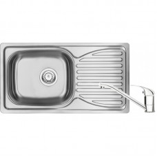 Набір для кухні Deante Doppio, сталева мийка ZEN_0113 + змішувач BYU_060M, сатін