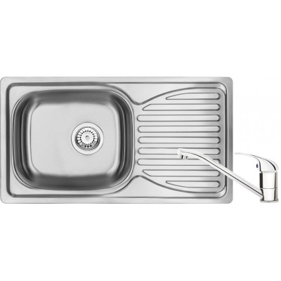 Набір для кухні Deante Doppio, сталева мийка ZEN_0113 + змішувач BYU_060M, сатін