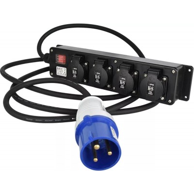 Подовжувач-адаптер мережевий Konner&Sohnen KS EX3M-4S, 3м, 4xТипF, 16A, чорний