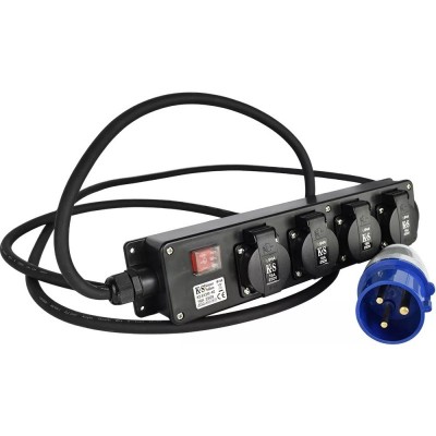 Подовжувач-адаптер мережевий Konner&Sohnen KS EX3M-4S, 3м, 4xТипF, 16A, чорний