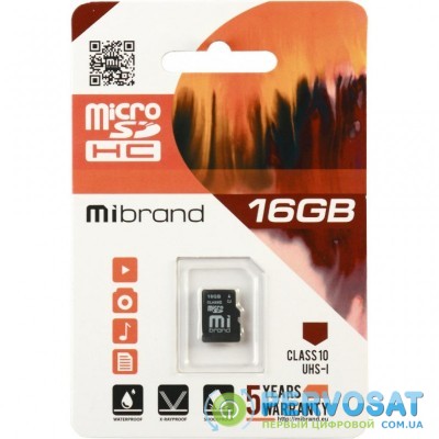Карта памяти Mibrand 16GB microSDHC class 10 UHS-I (MICDHU1/16GB)