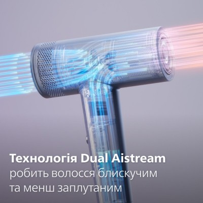 Фен Philips 8000 Series, 1400Вт, 3 режими, іонізація, хол. обдув, турборежим , аквамарин