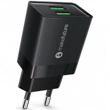 Зарядний пристрій MakeFuture 2.4A 2USB Auto-ID Black (MCW-22BK) Зарядний пристрій MakeFuture 2.4A 2USB Auto-ID Black (MCW-22BK)