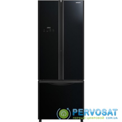 Холодильник с нижн. мороз. HITACHI R-WB600PUC9GBK, 180х76х68см, 3 дв., Х- 308л, М- 107л, A+, NF, Інвертор, Чорне скло
