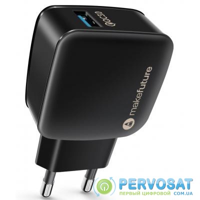 Зарядное устройство MakeFuture 1 USB (3A) Quick Charge Black (MCW-11BK)