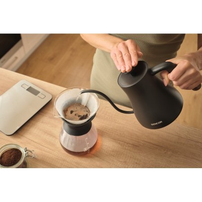 Електрочайник Sencor 0.6л, 5 темп.реж, підтримка температури, мех. управління, нержавіюча сталь, чорний