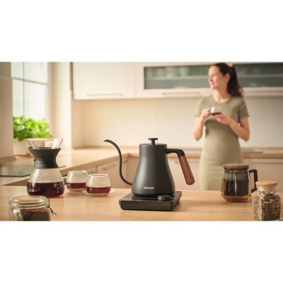 Електрочайник Sencor 0.6л, 5 темп.реж, підтримка температури, мех. управління, нержавіюча сталь, чорний