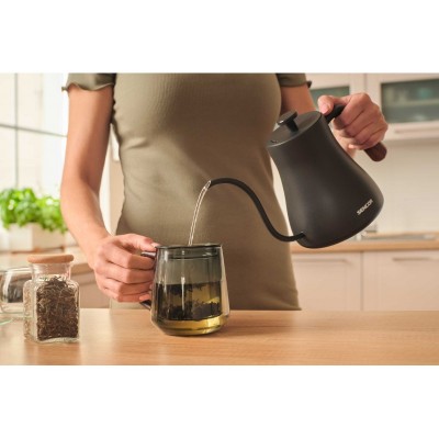 Електрочайник Sencor 0.6л, 5 темп.реж, підтримка температури, мех. управління, нержавіюча сталь, чорний