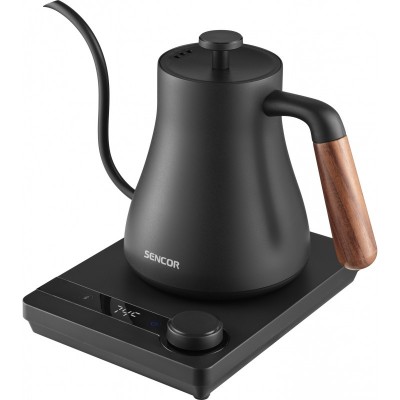 Електрочайник Sencor 0.6л, 5 темп.реж, підтримка температури, мех. управління, нержавіюча сталь, чорний