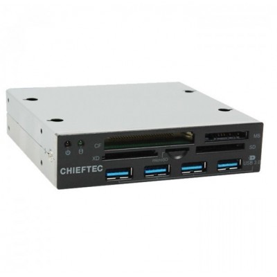 Кардрідер CHIEFTEC для 3.5" відсіків корпусів, внутрішній,All-in-One,3xUSB3.0,1xUSB Type-C,RETAIL