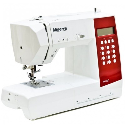Швейна машина МINERVA MC 90C, комп'ютеризована, 70Вт, 90 шв.оп., петля автомат, білий + червоний